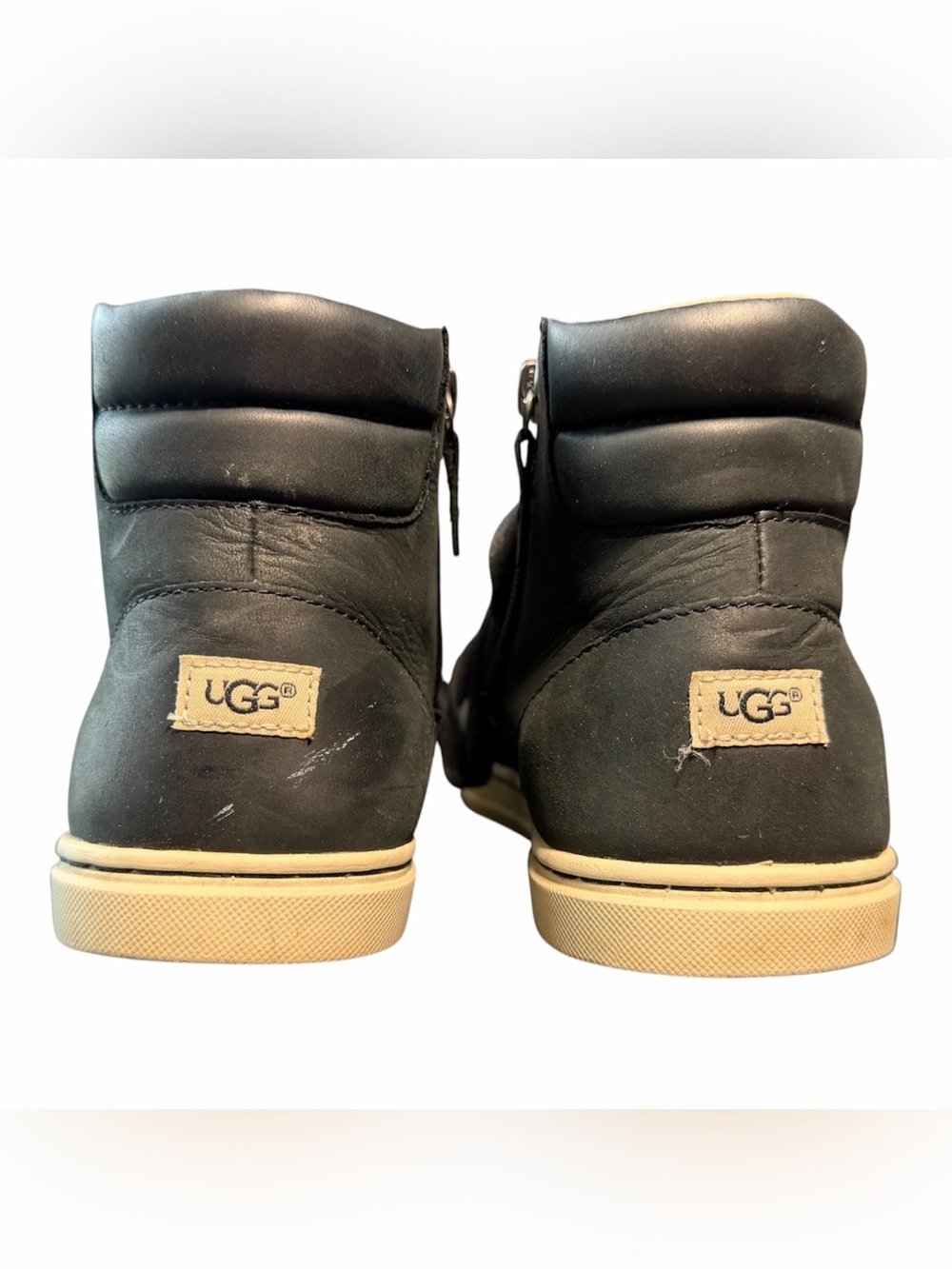 UGG Gradie High Top Sneakers Black Leather Side Zip Women’s 8.5 Style 1014607 - Picture 5 of 11